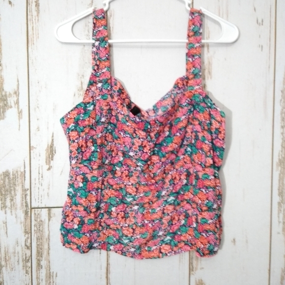Code Mode blouse elasticized multicolored floral top size women's XL - Picture 4 of 5
